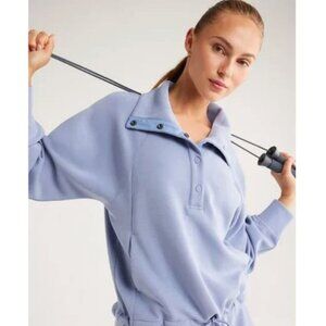 Zella Ultrasoft Snap Funnel Neck Sweatshirt Tempest blue XS